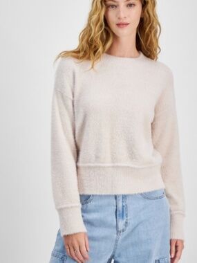 Hippie RoseJuniors'Cozy Drop-Shoulder Eyelash Lurex Crewneck Sweater Size XL NWT